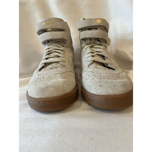Puma Suede Old Skool 80’s High tops, Women Size‎ 6.5 Beige w/ Gold Puma - Picture 6 of 12